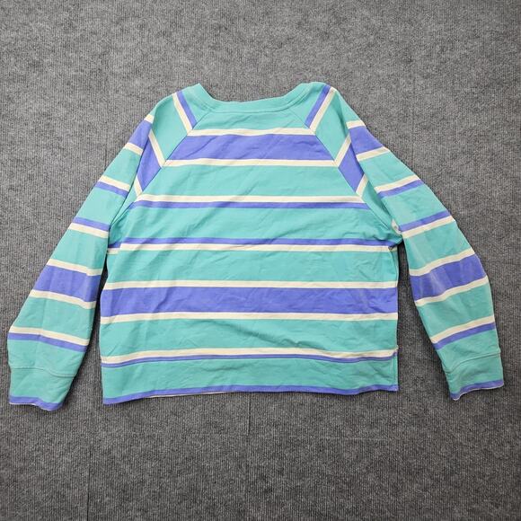 Wildfox Sweater Womens XL Blue Green Striped Crewneck Pullover Lightweight Top - Picture 7 of 7